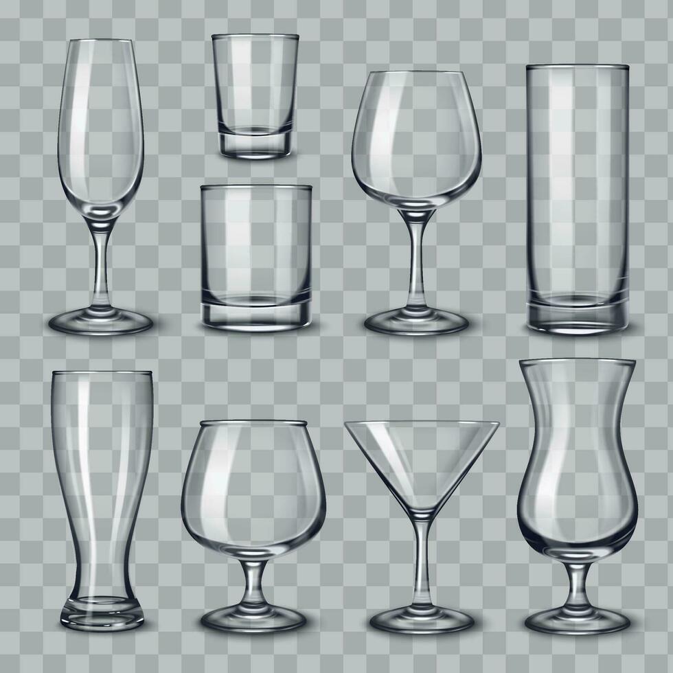 Alcohol Glassware Icon Set vector