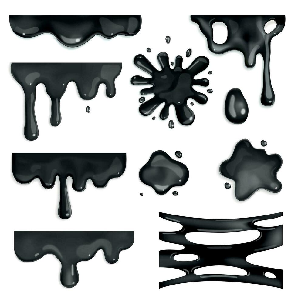 Realistic Black Slime Set vector