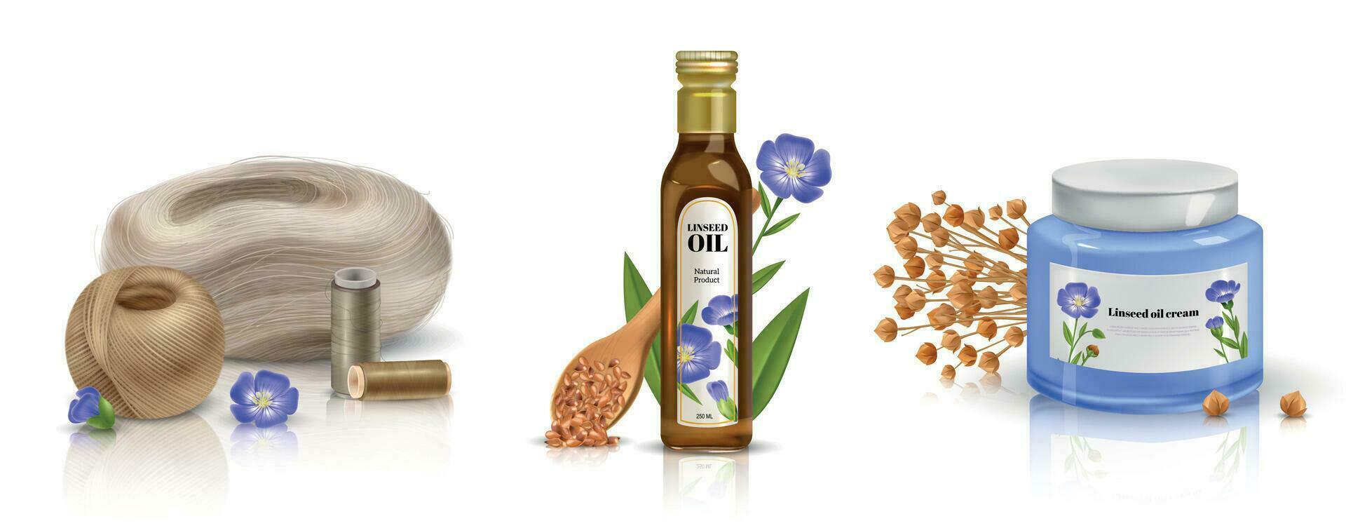 Realistic Flax Set vector