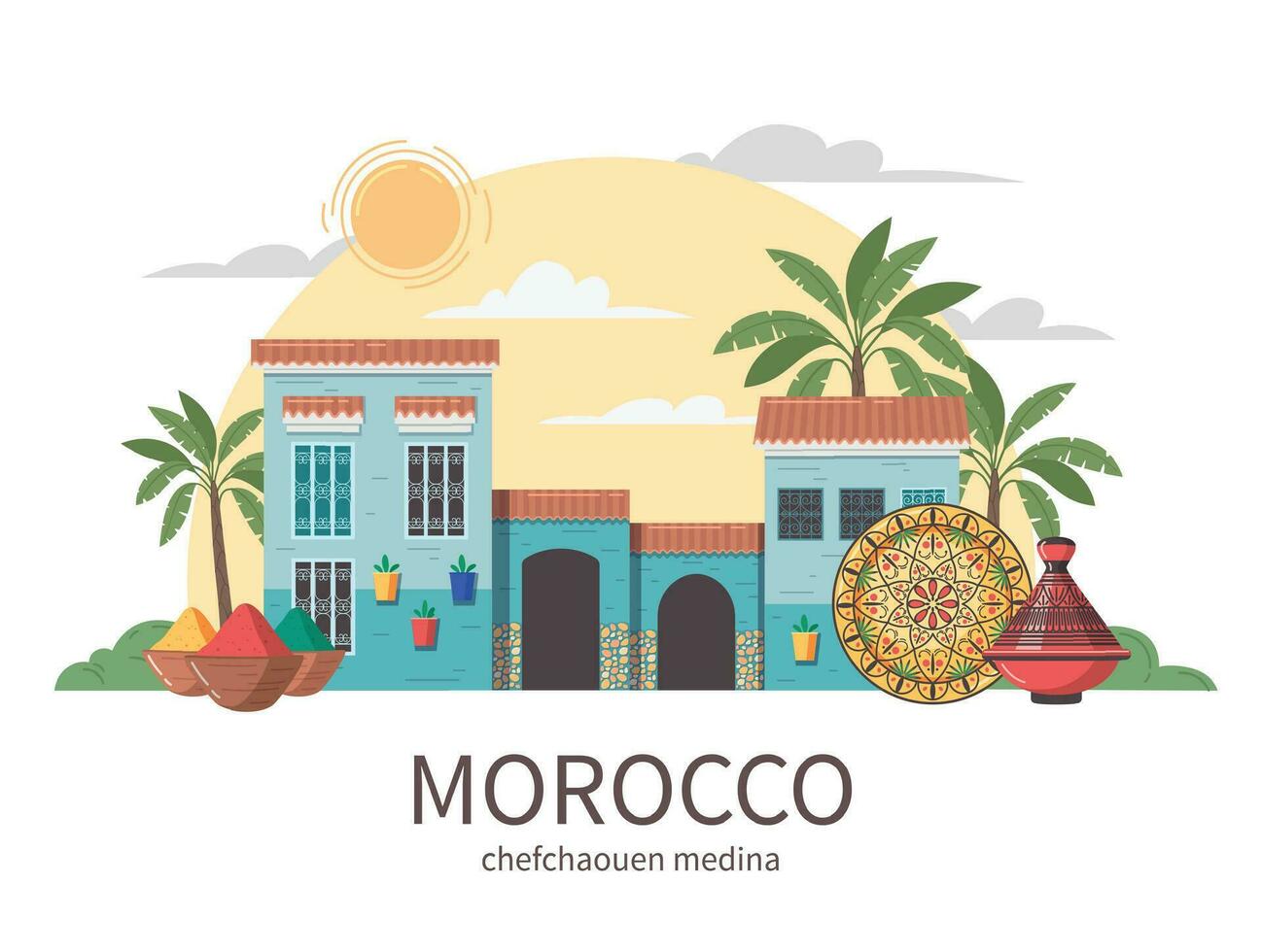 Morocco Medina Travel Composition vector