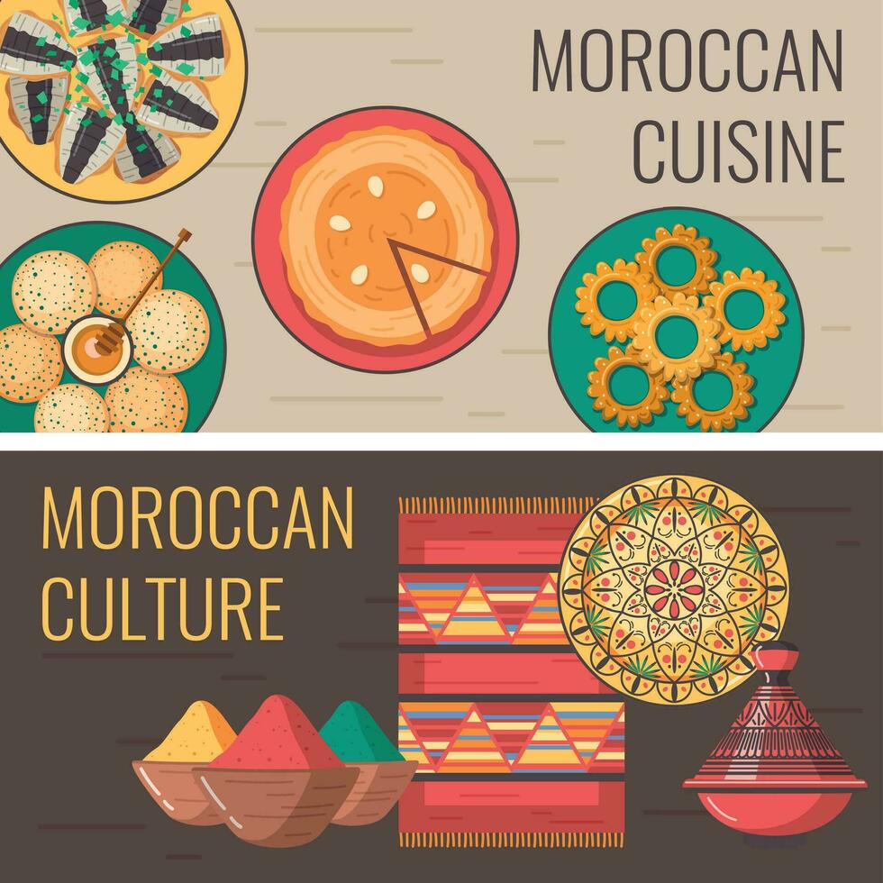marroquí cocina pancartas conjunto vector