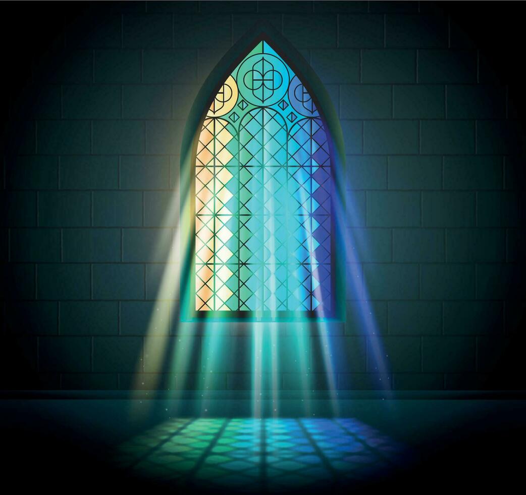 Mosaic Window Temple Composition vector