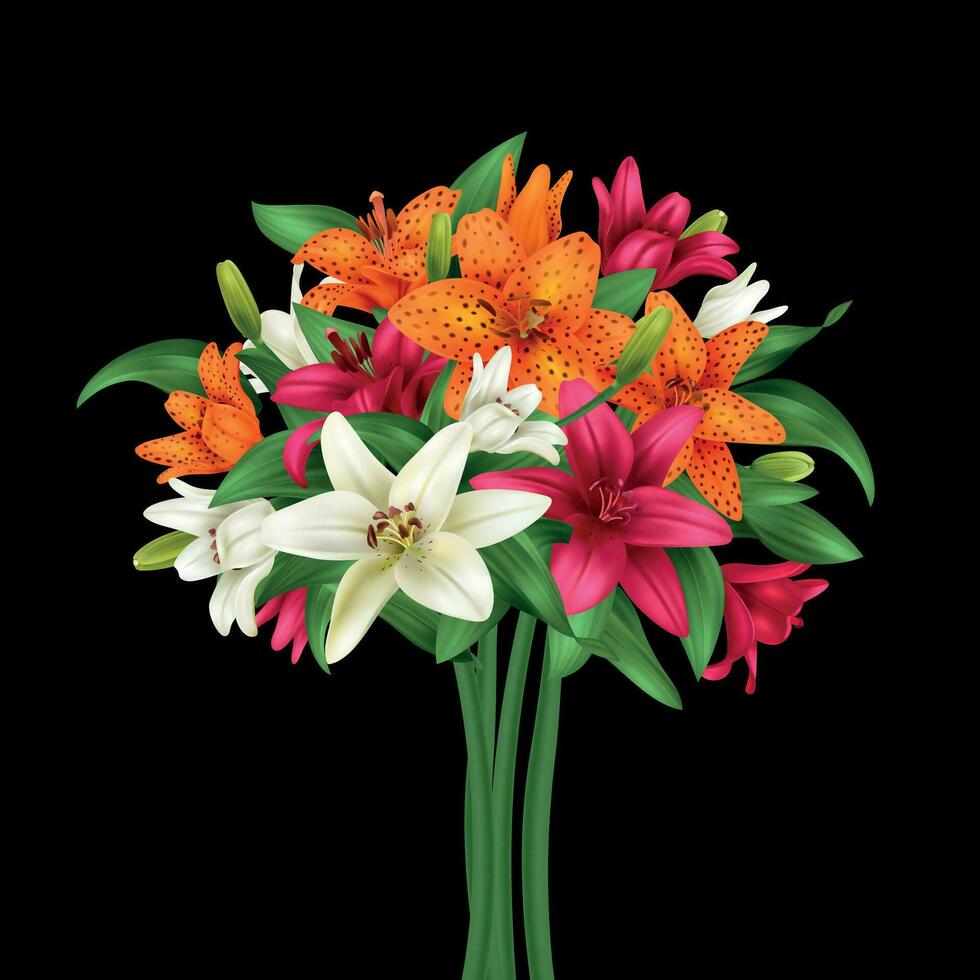 Realistic Lily Bouquet vector