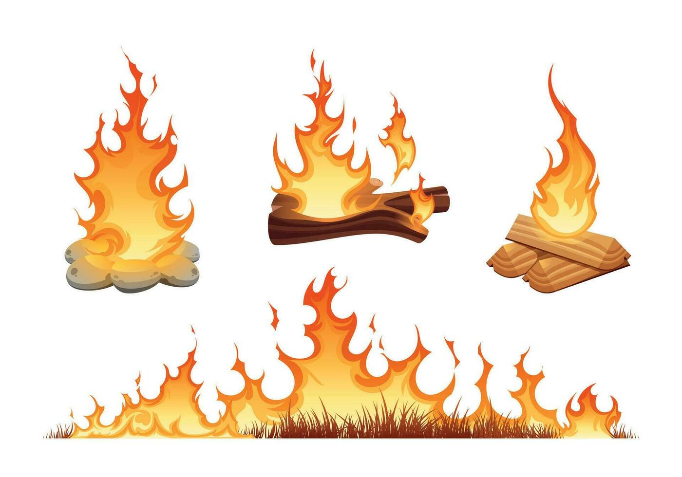 Fire Flat Set vector