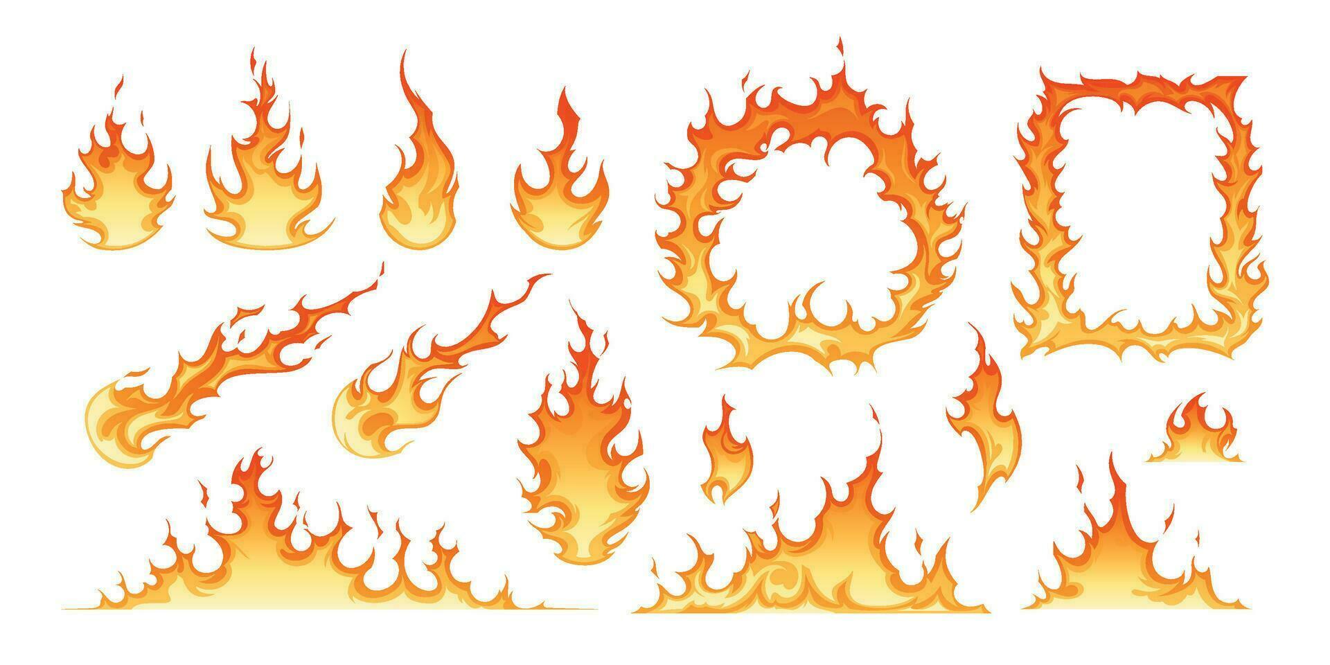 Flames Flat Set vector