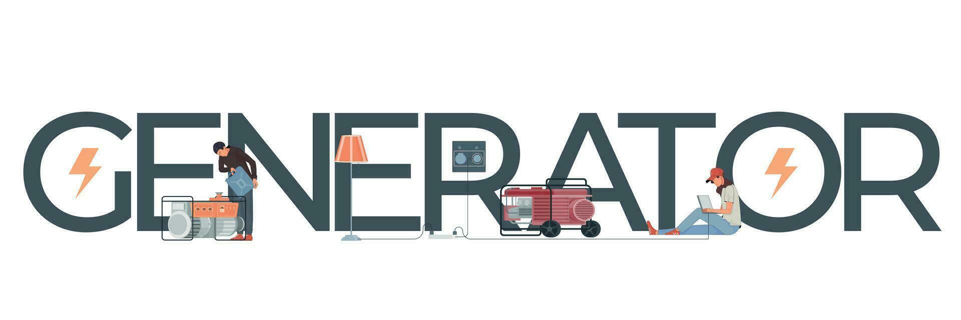 Electric Generator Text Composition vector