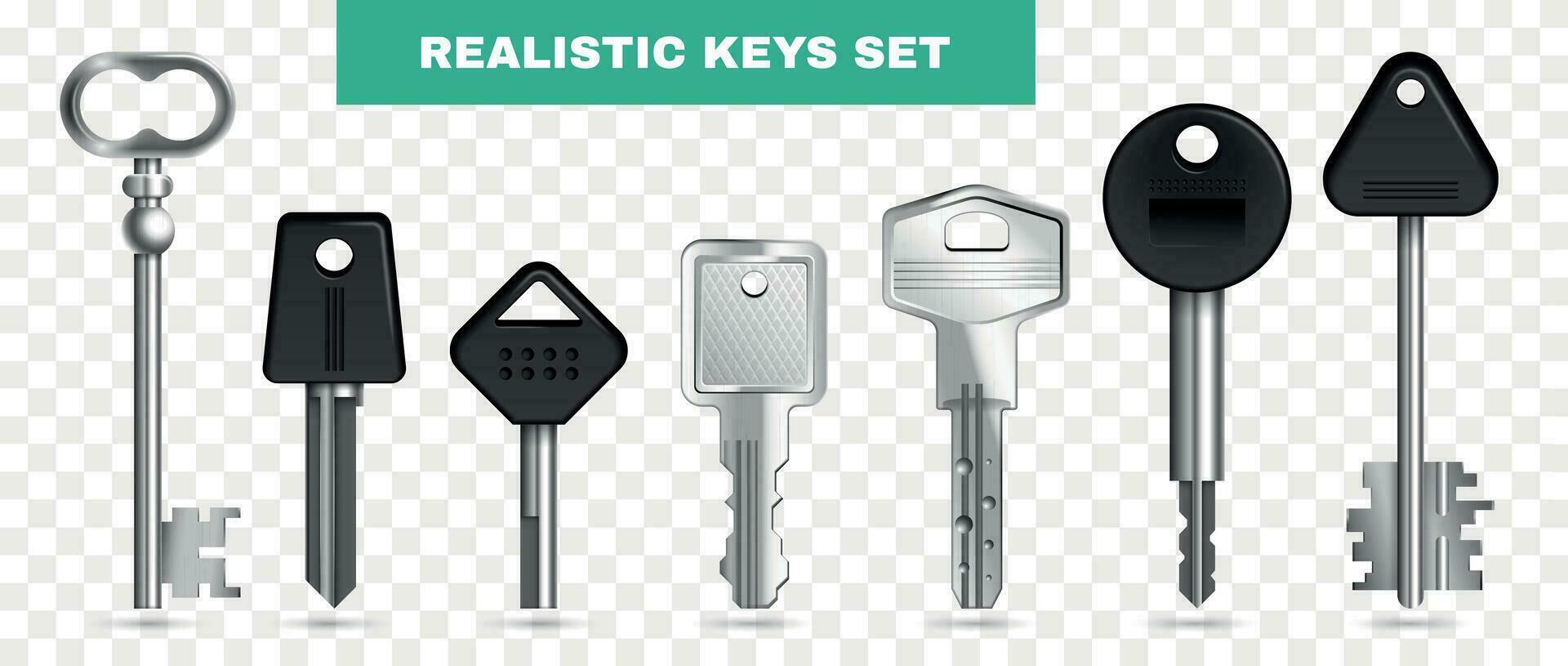 Realistic Isolated Keys Icon Set vector