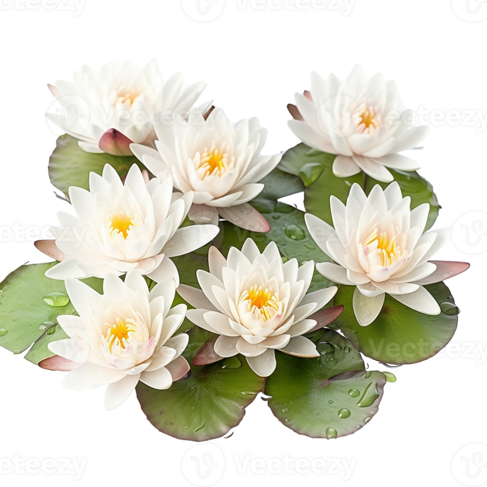 Water lilies isolated on transparent background, created with generative AI png