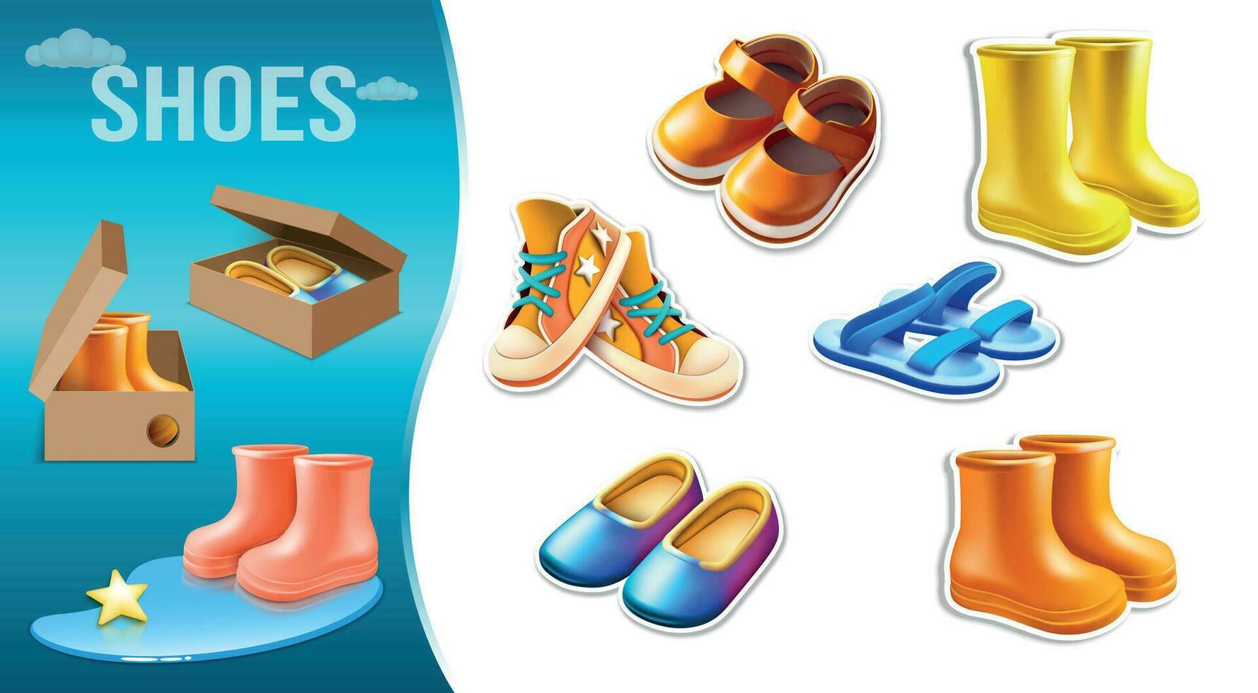 Shoes 3D Compositions Set vector
