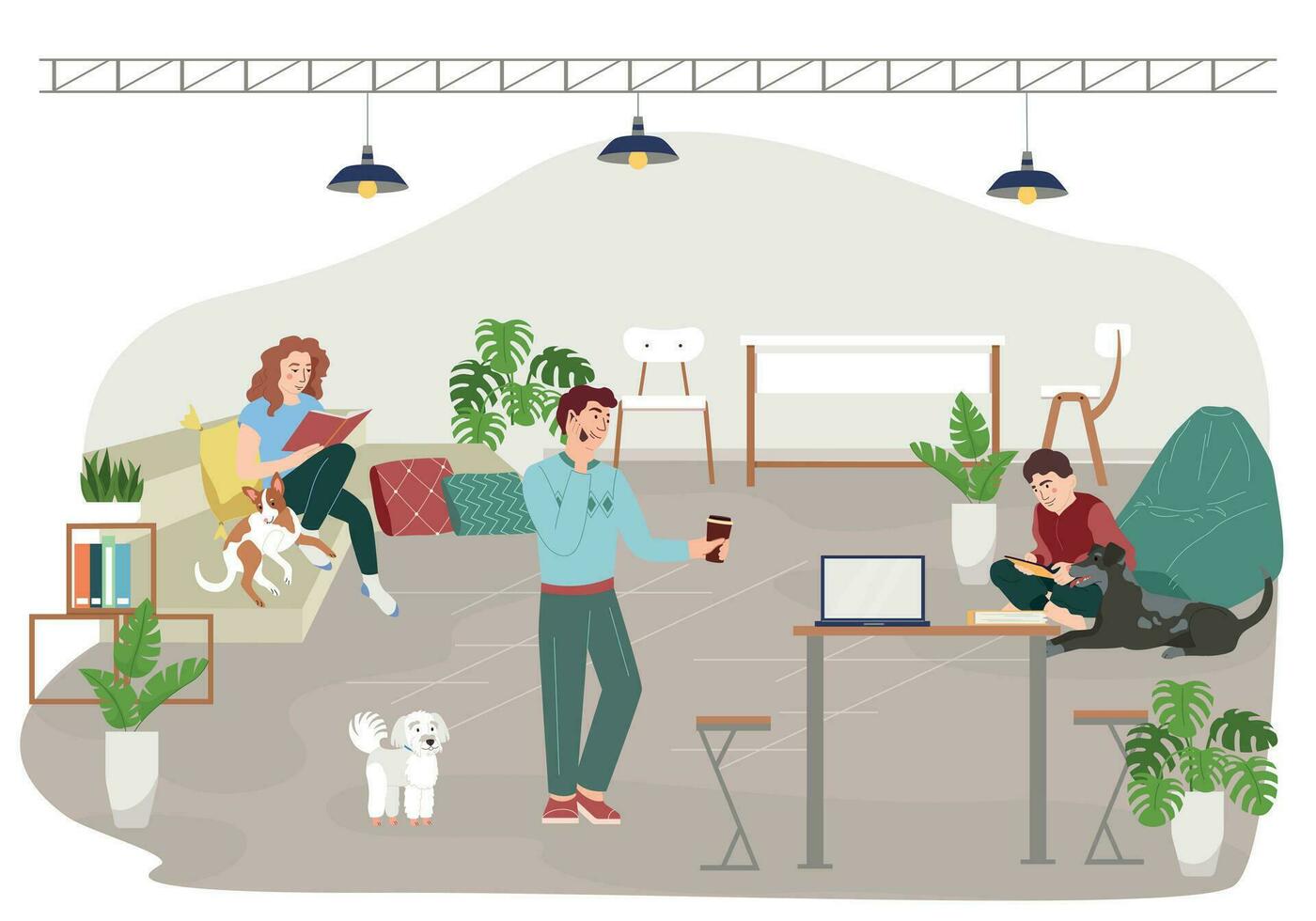 Pet Friendly Interior Composition Illustration vector