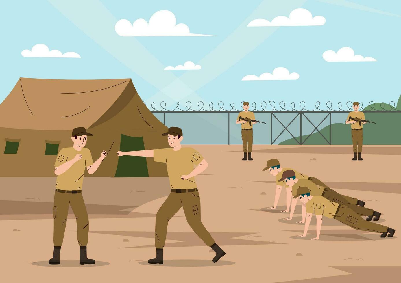 Military Training Flat Composition vector