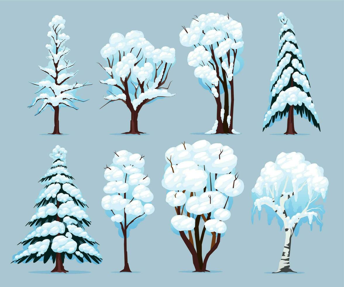 invierno arboles conjunto vector