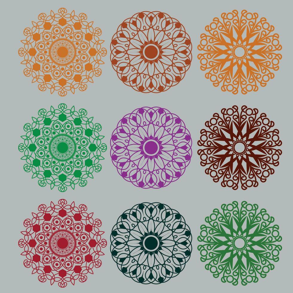 Ornament round set with mandala. Geometric circle element made in vector. Perfect set for any other kind of design vector