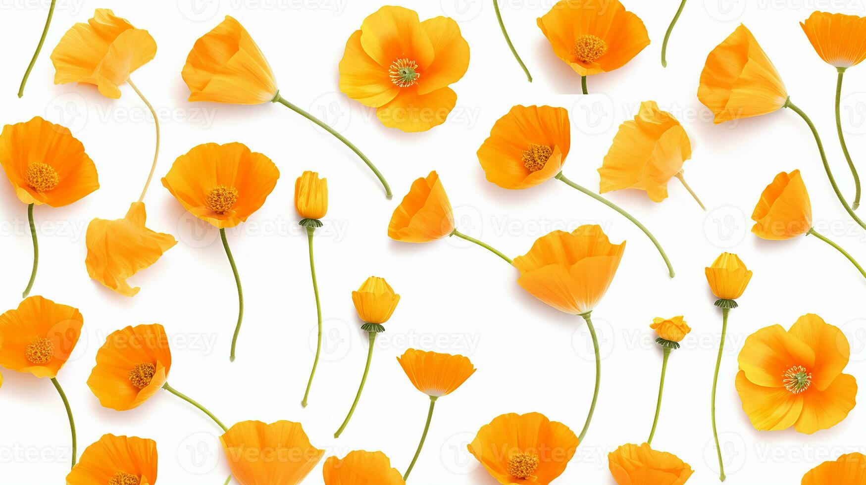 California Poppy flower pattern background. Flower background texture. Generative AI photo