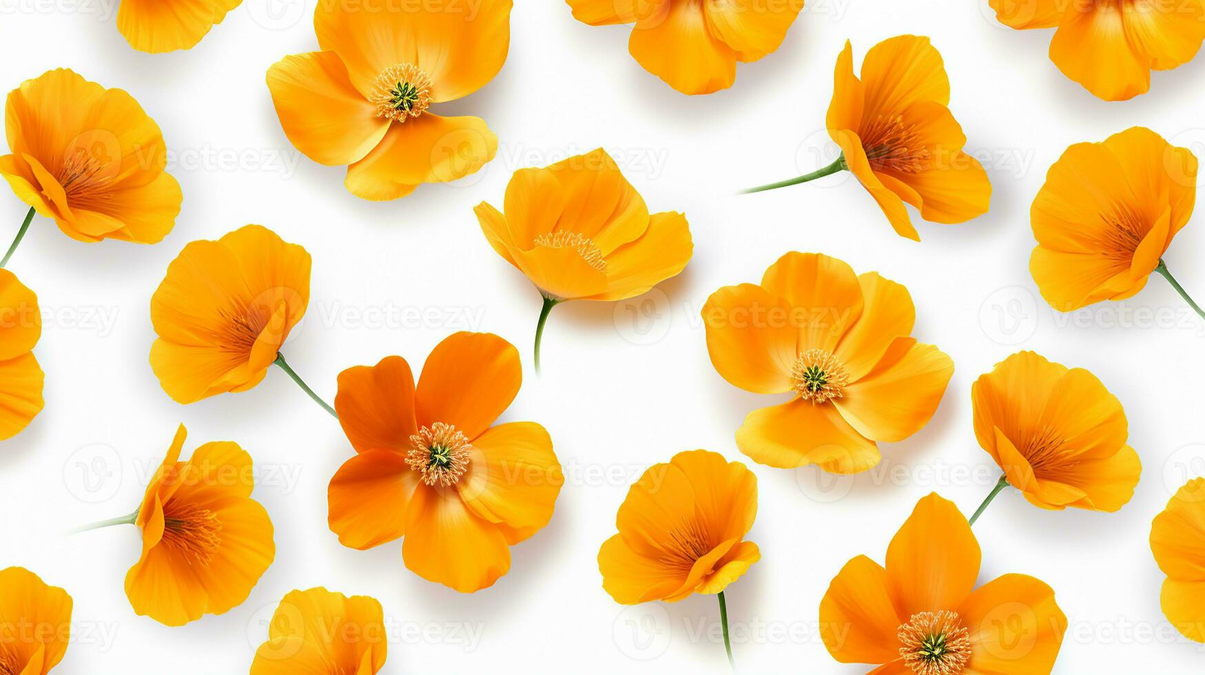 California Poppy flower pattern background. Flower background texture. Generative AI photo
