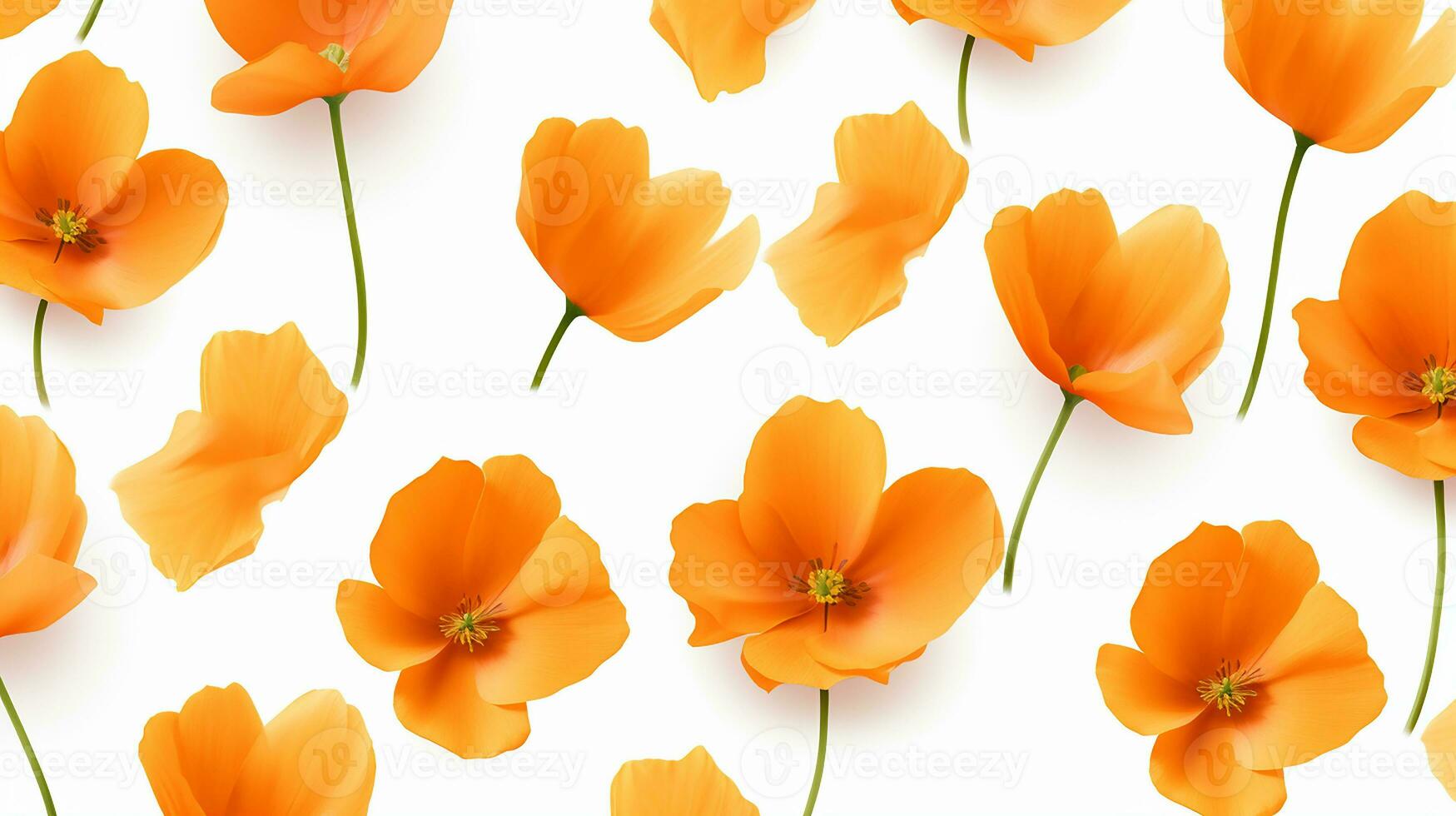 California Poppy flower pattern background. Flower background texture. Generative AI photo