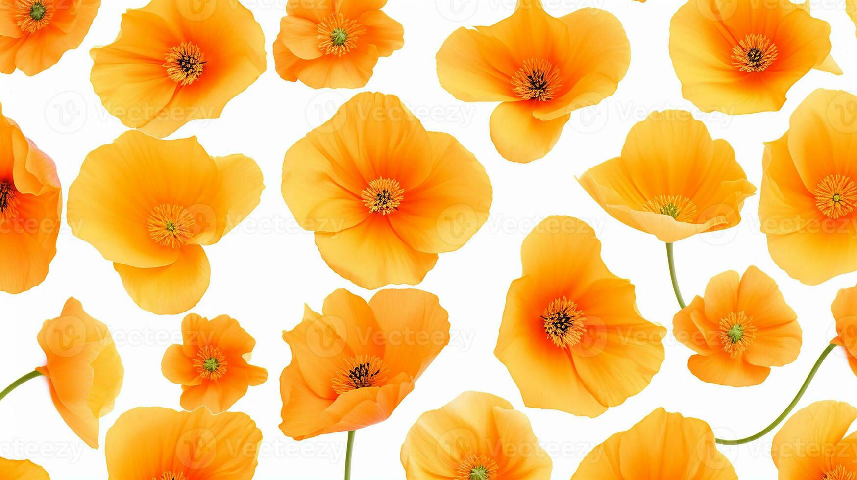 California Poppy flower pattern background. Flower background texture. Generative AI photo