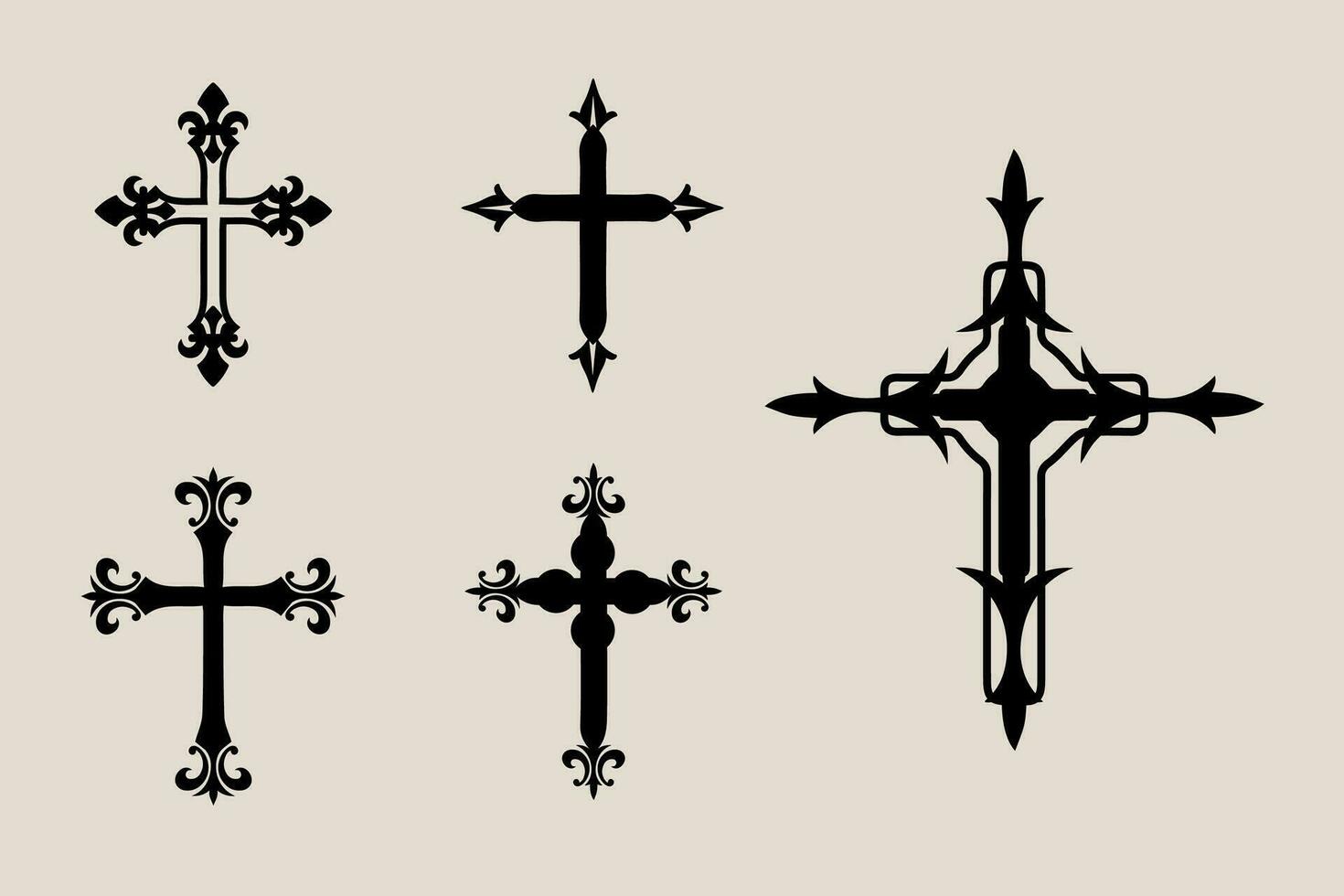 Decorative crucifix religion catholic symbol, Christian crosses. orthodox  faith church cross icons design, isolated flat set. 20340294 Vector Art at  Vecteezy