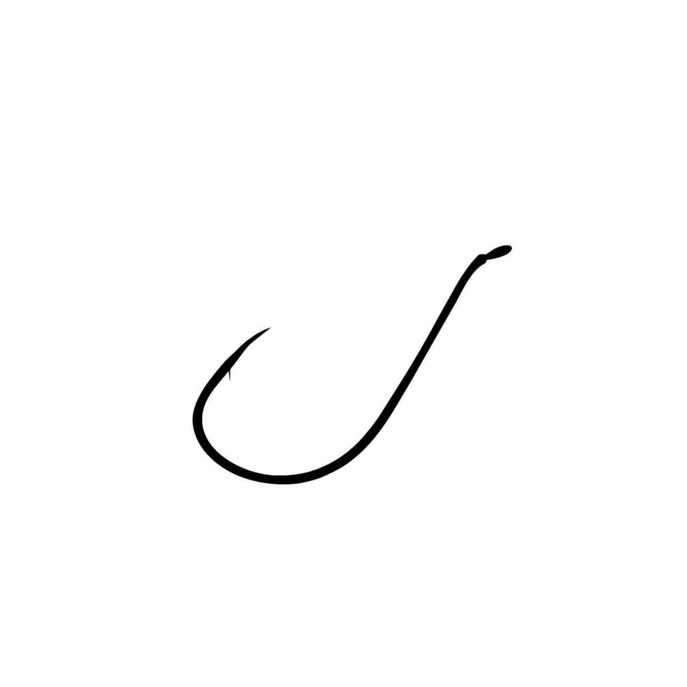 Fish Hook Silhouette for Art Illustration, Icon, Symbol, Apps, Website, Pictogram, Logo Type, or Graphic Design Element. Vector Illustration