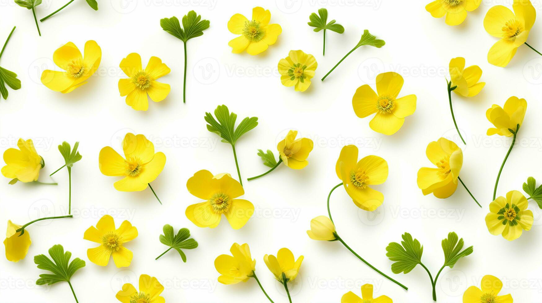 Buttercup flower flower pattern background. Flower background texture. Generative AI photo