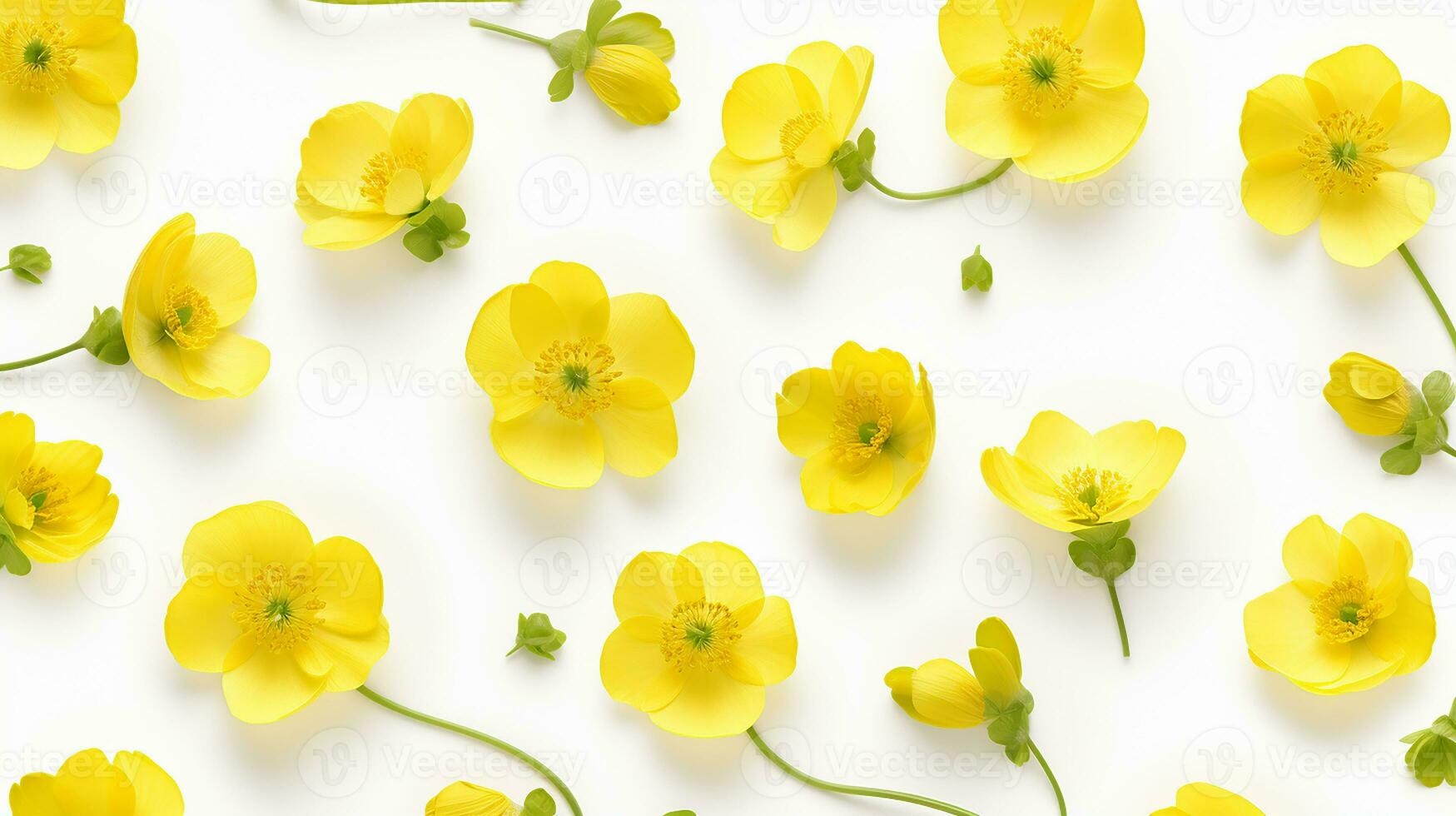 Buttercup flower flower pattern background. Flower background texture. Generative AI photo