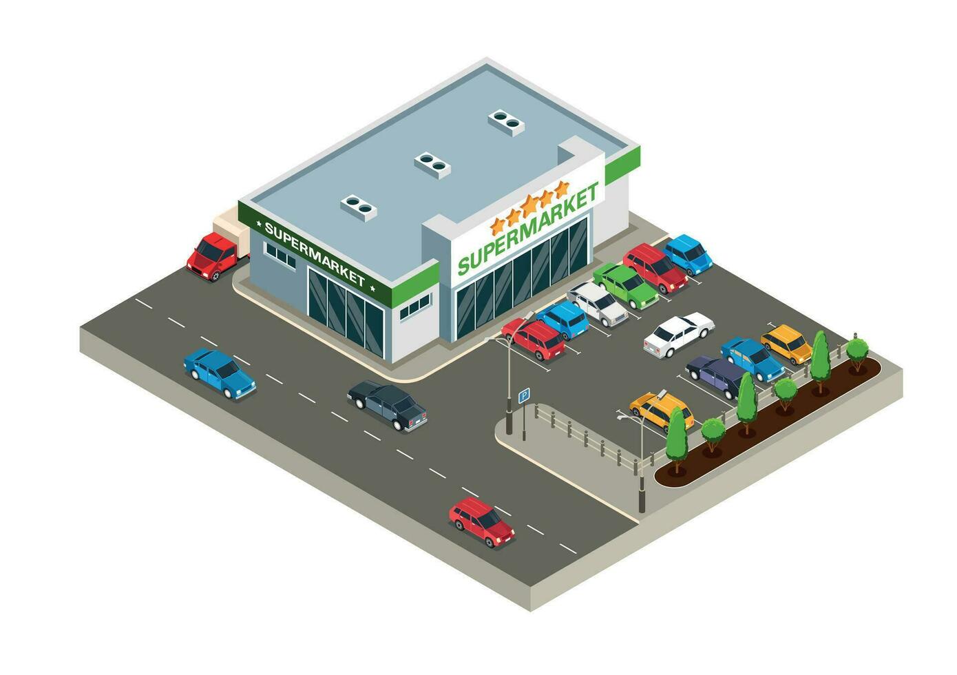 Supermarket Outdoor Isometric Object vector