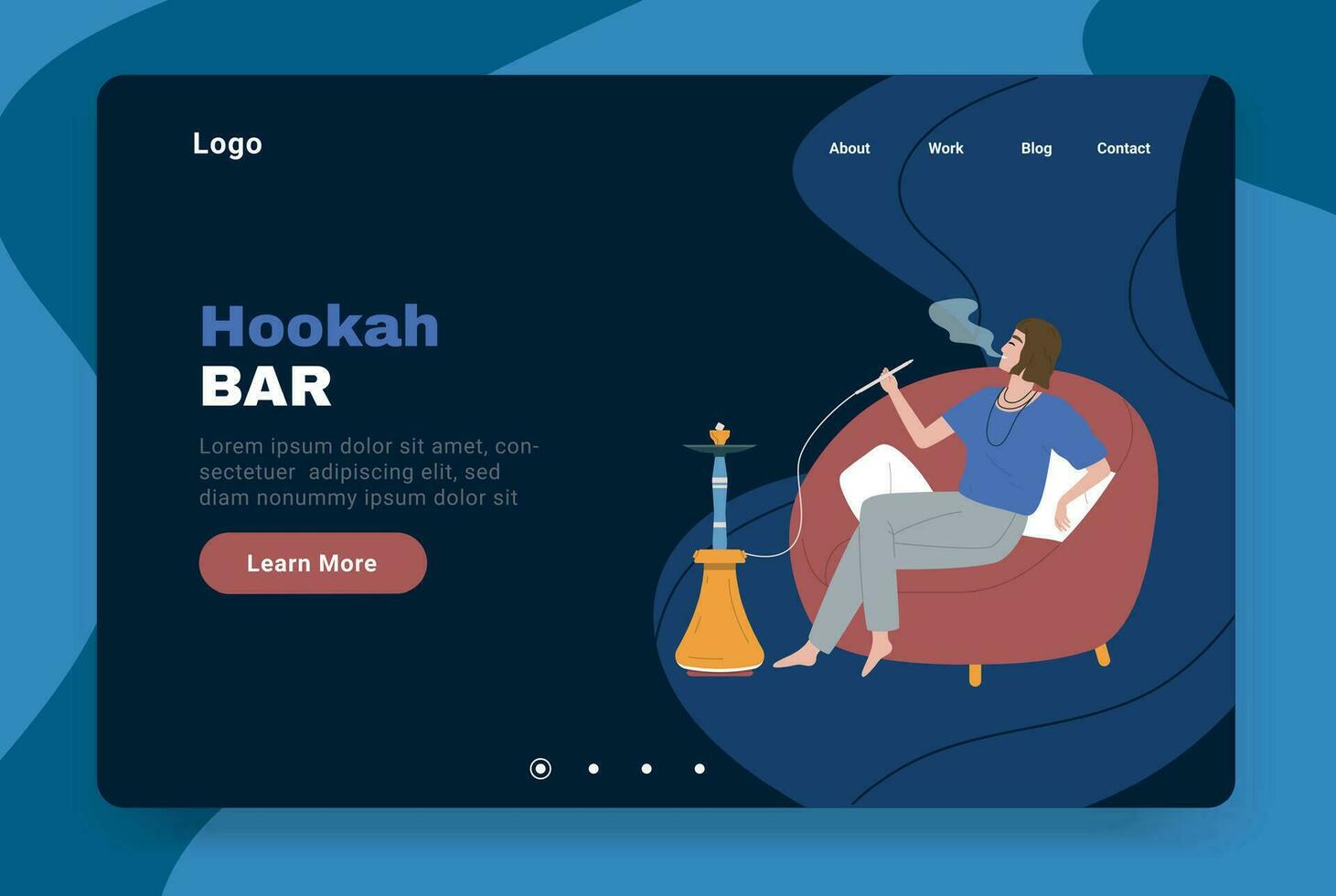 Hookah Bar Flat Banner vector