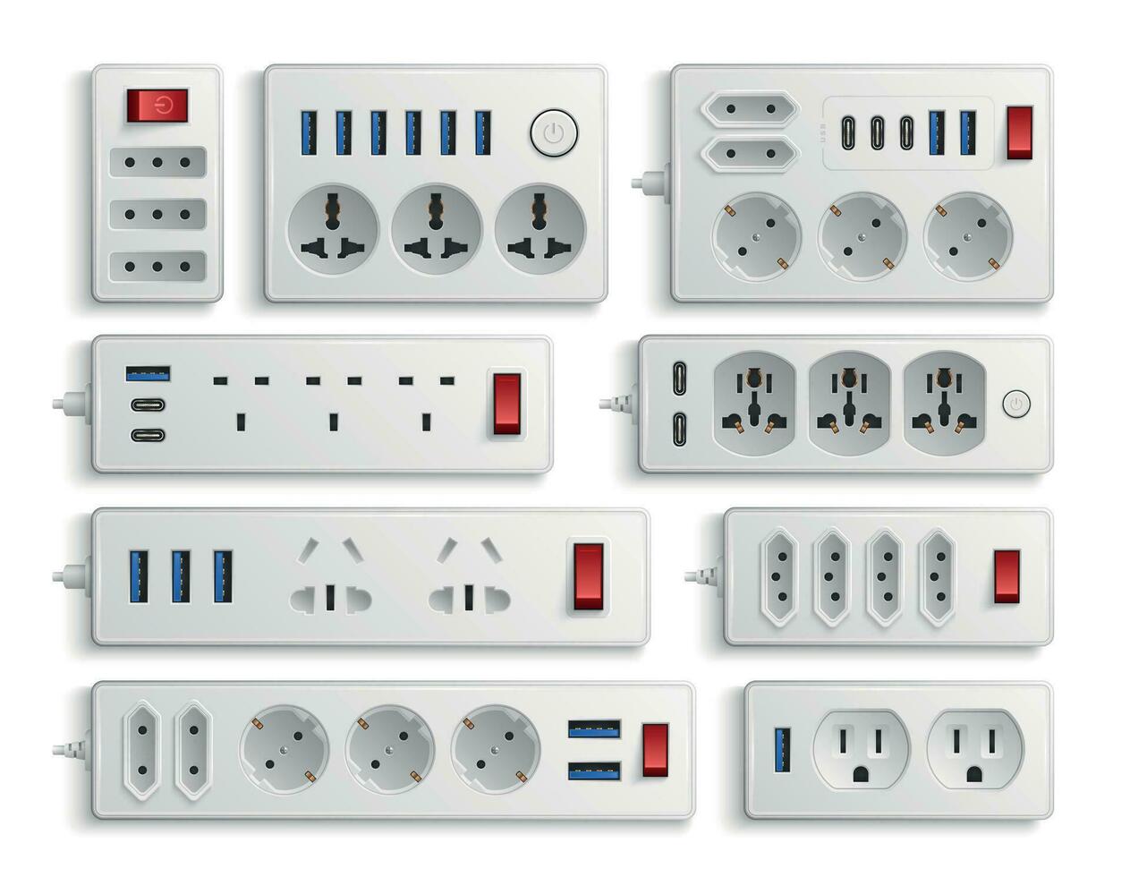 AC Current Equipment Realistic Set vector