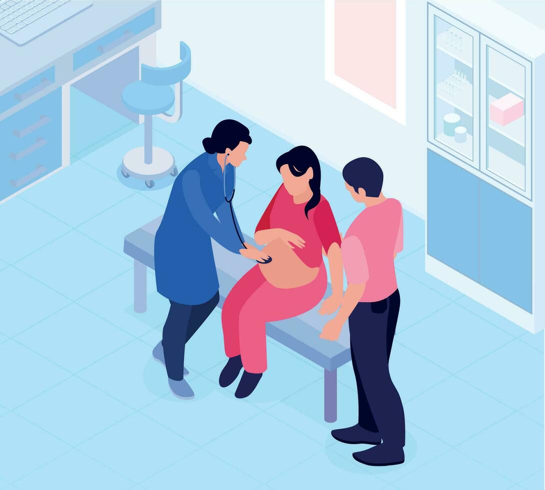 familia médico el embarazo composición vector