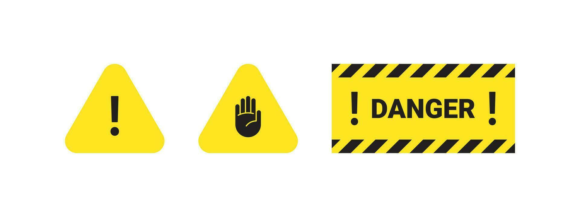 Danger badges. Prohibition signs. Notice danger icons. Vector scalable graphics