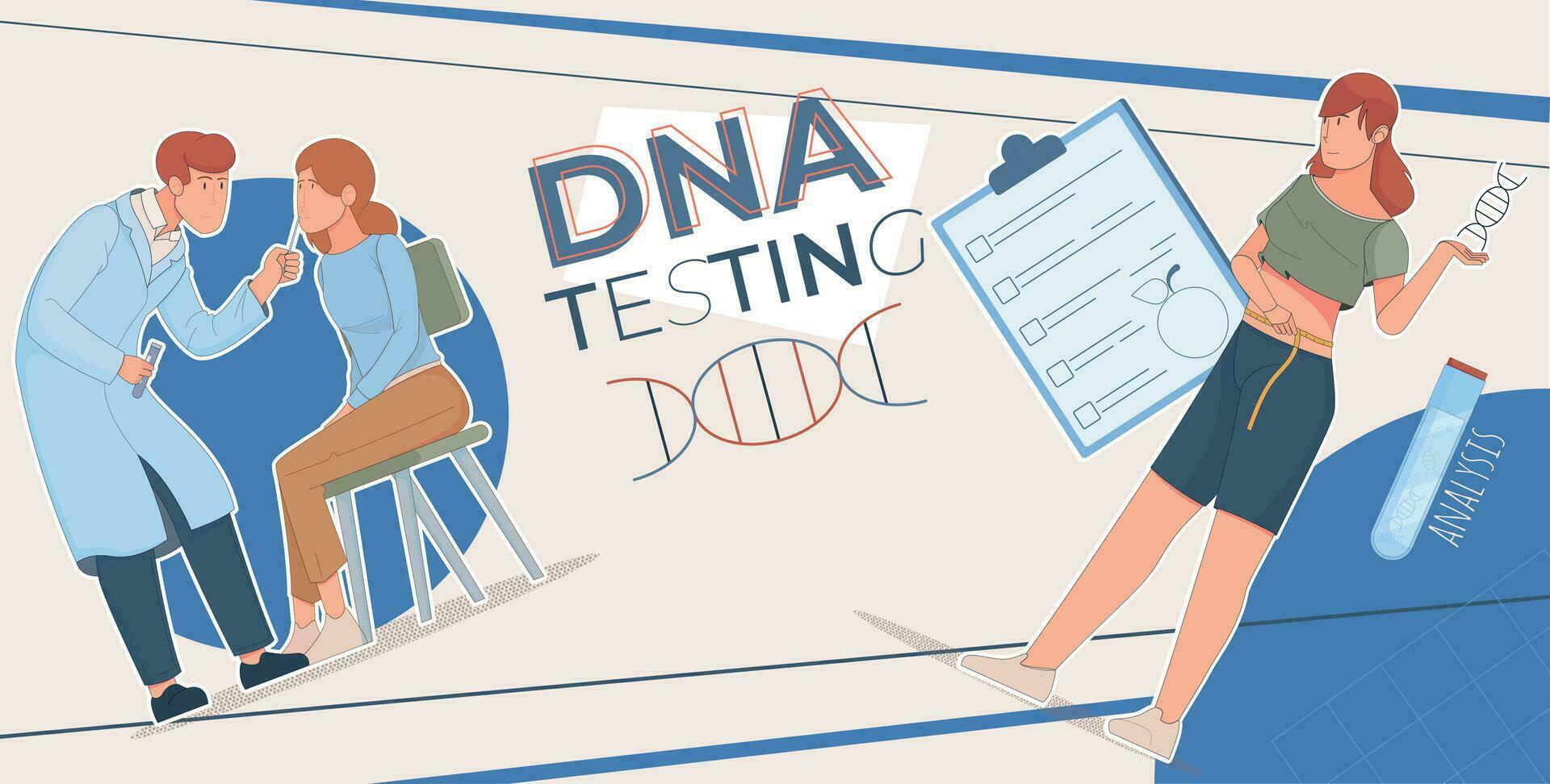 DNA Testing Flat Collage vector