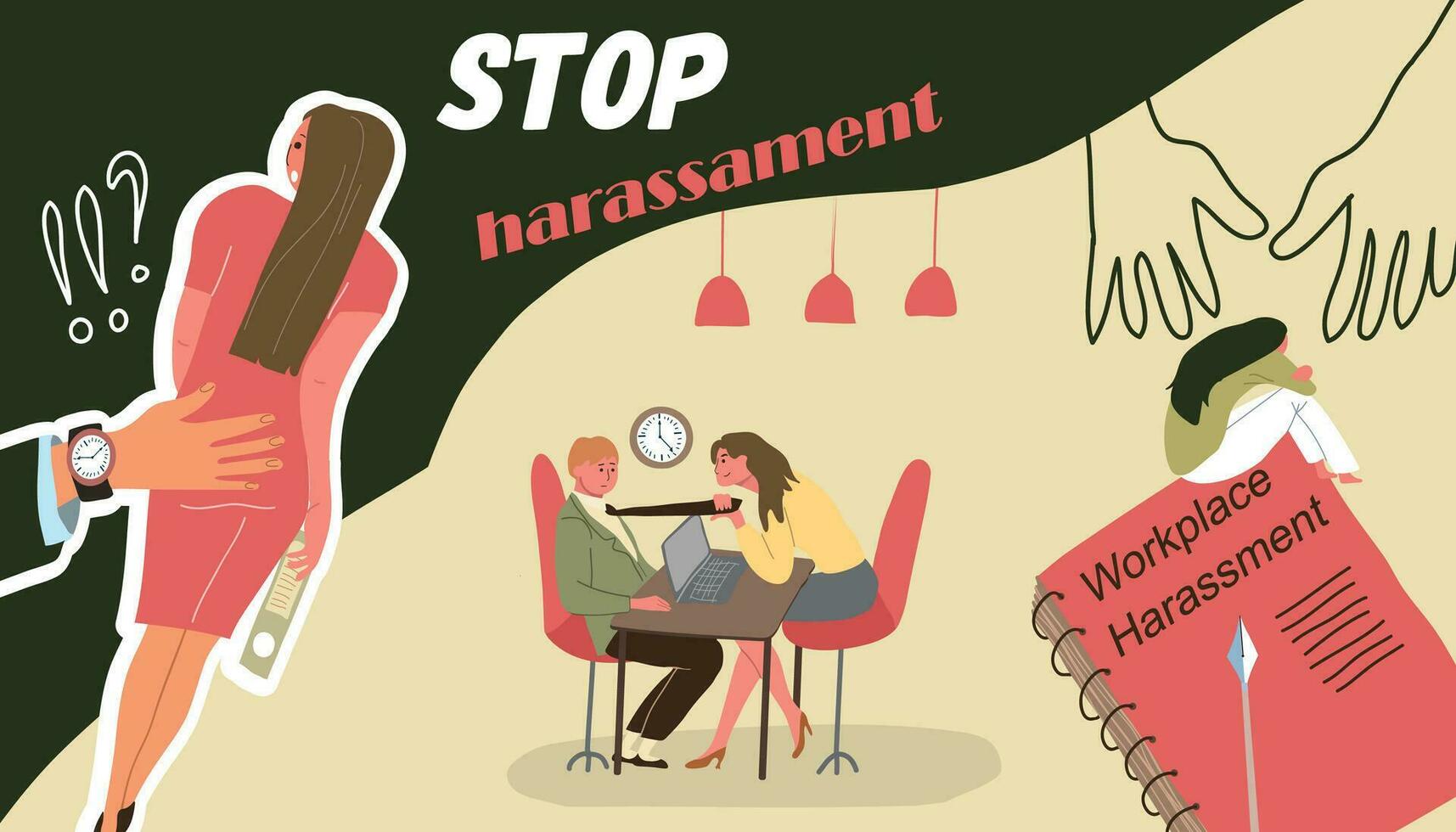 Stop Workplace Harassment Collage vector