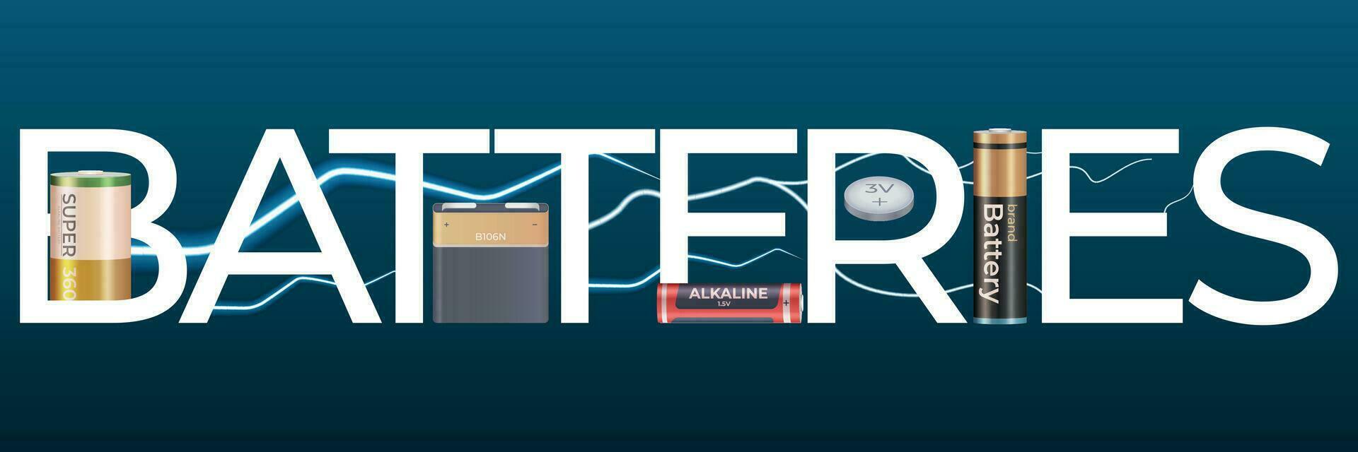 Batteries Power Text Composition vector