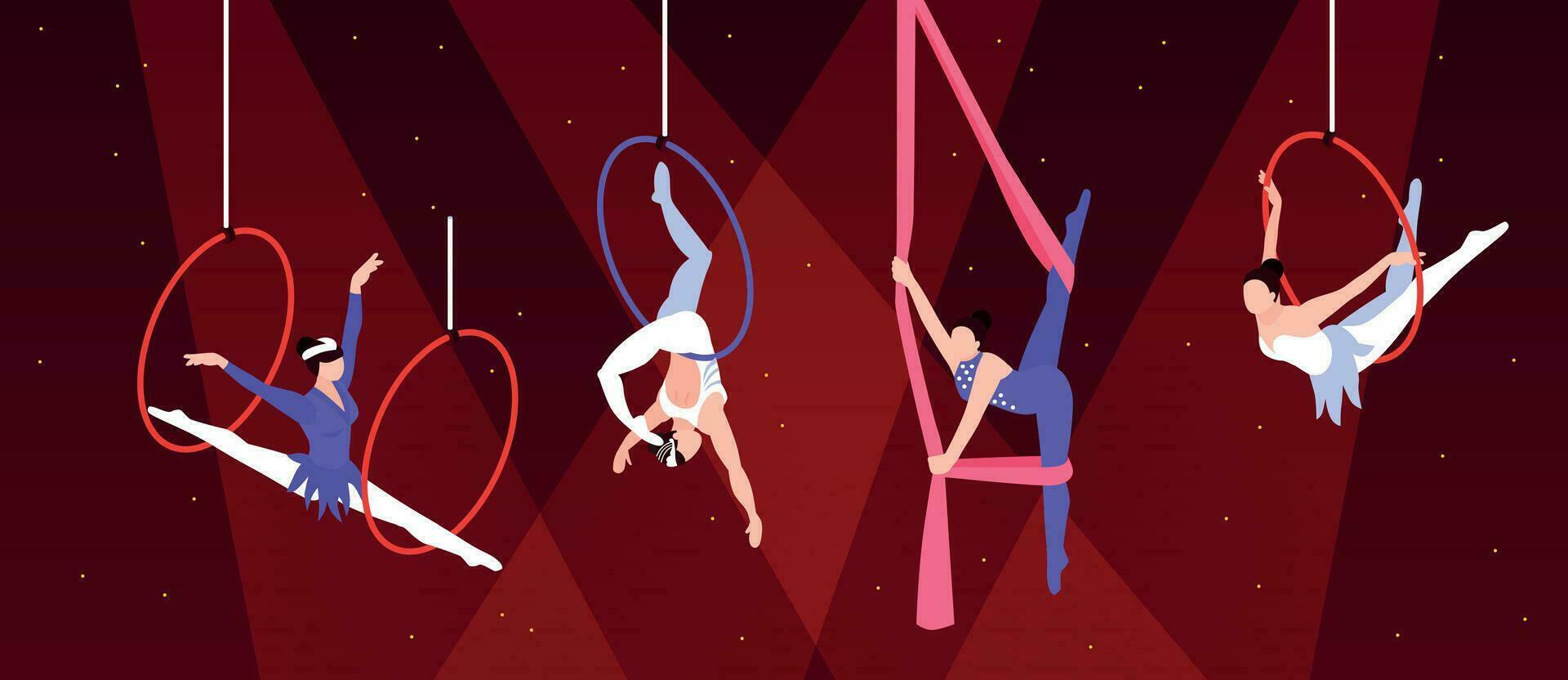 Circus Aerial Performers Composition vector