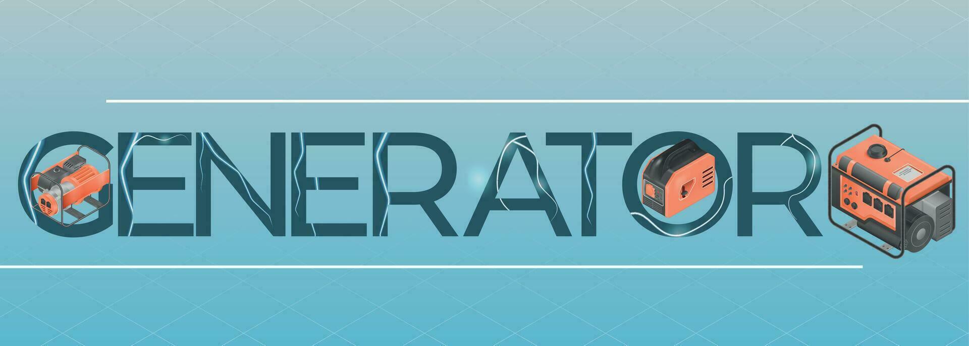 Power Generator Text Composition vector