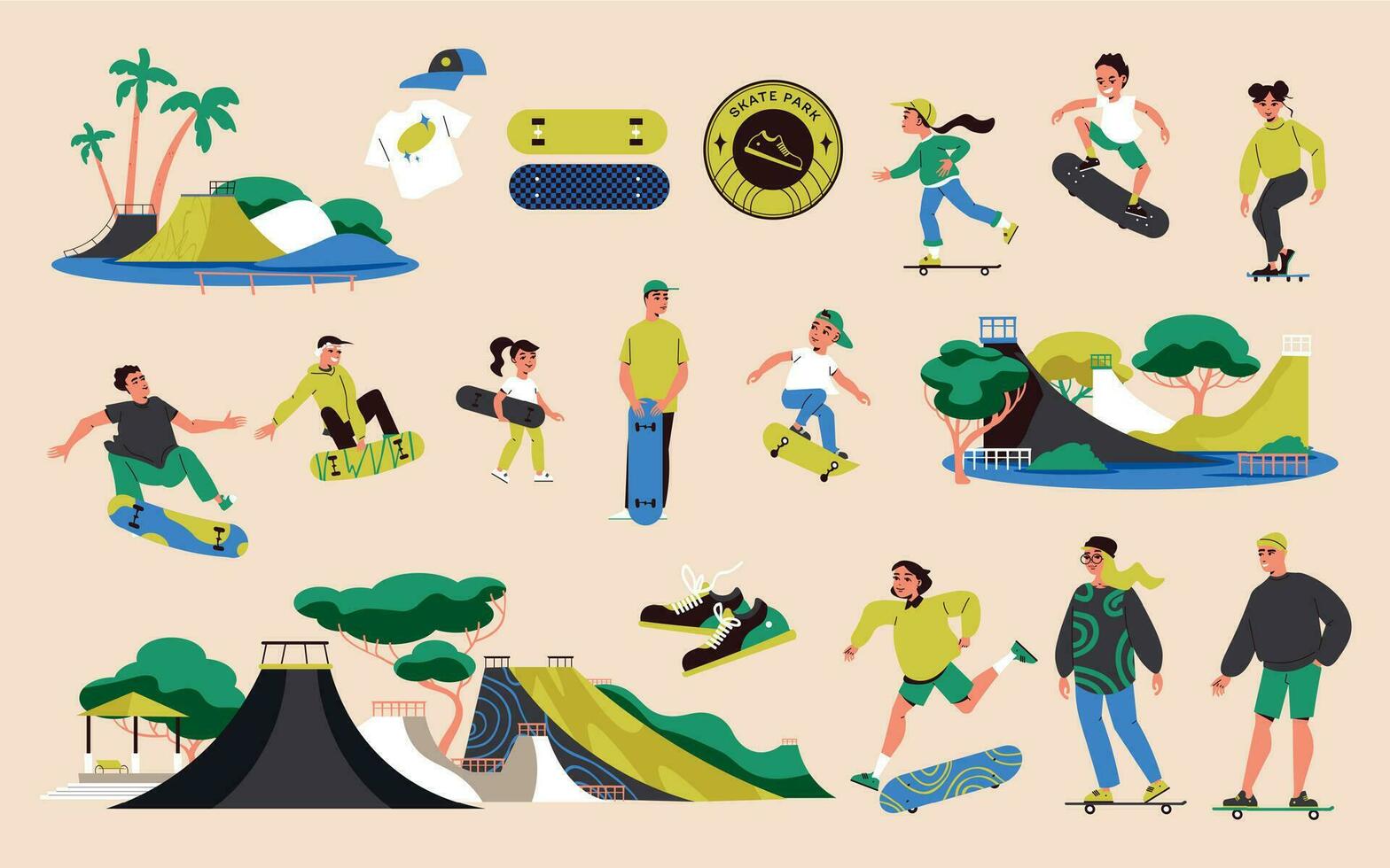 Skater Color Set vector