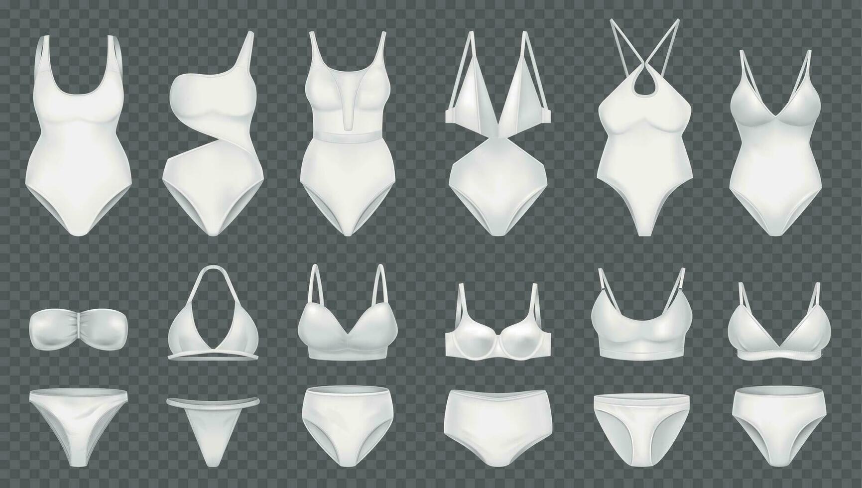 Female Swimsuit Realistic Set vector