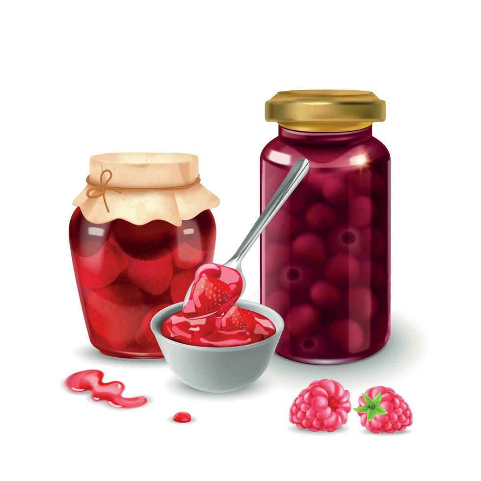 Berry Jam Realistic Composition vector