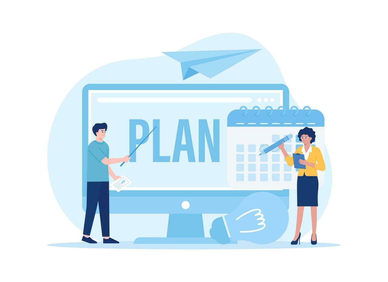 Business target planning calendar concept flat illustration vector