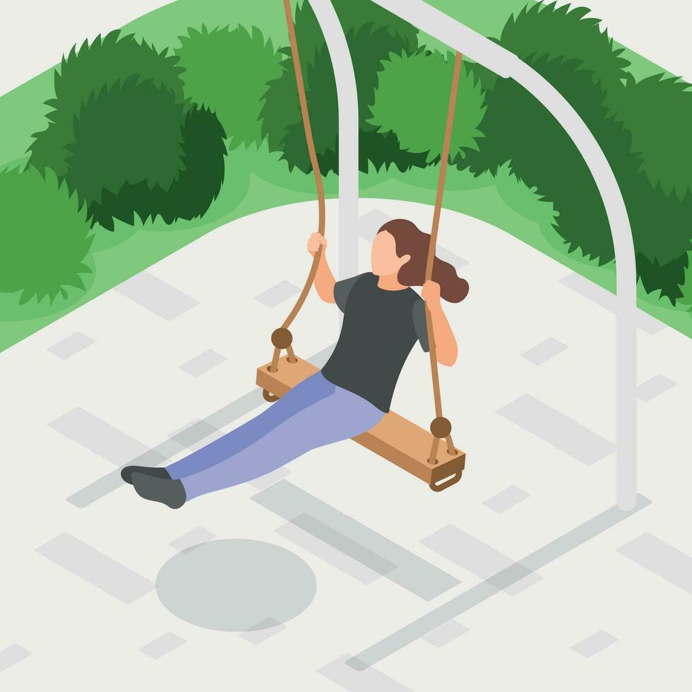 Girl On Swing vector