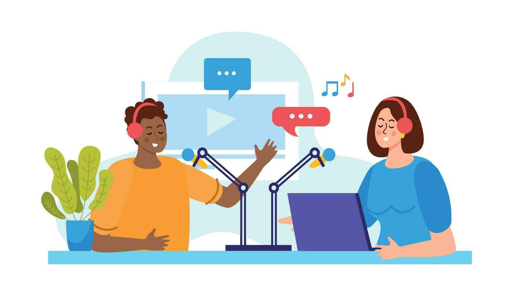Flat Podcast Composition vector