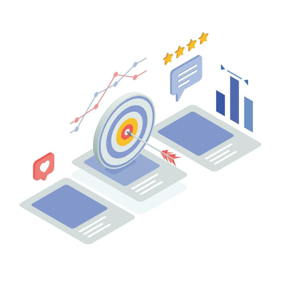 Isometric SEO Targets Composition vector