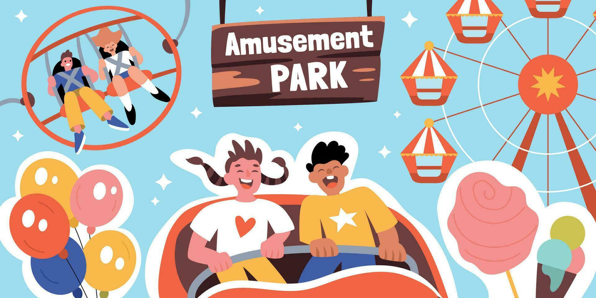 Amusement Park Flat Collage vector