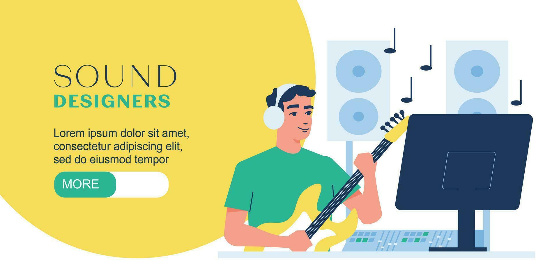 Sound Designers Horizontal Banner vector
