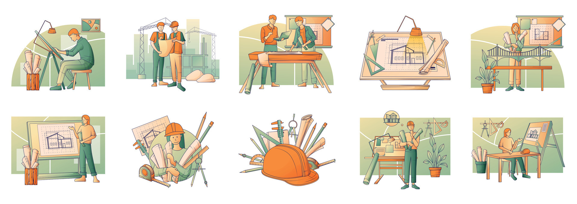 Architects Flat Set 27179112 Vector Art At Vecteezy Architects Flat Set 27179112 Vector Art At Vecteezy