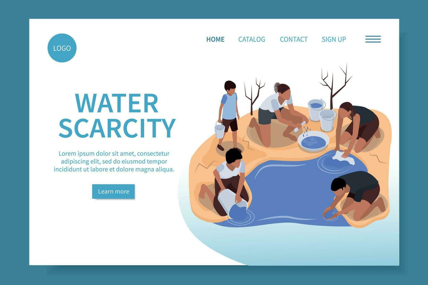 Water Scarcity Isometric Web Site vector