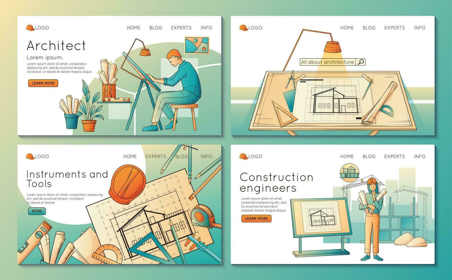 Architects Banners Set vector