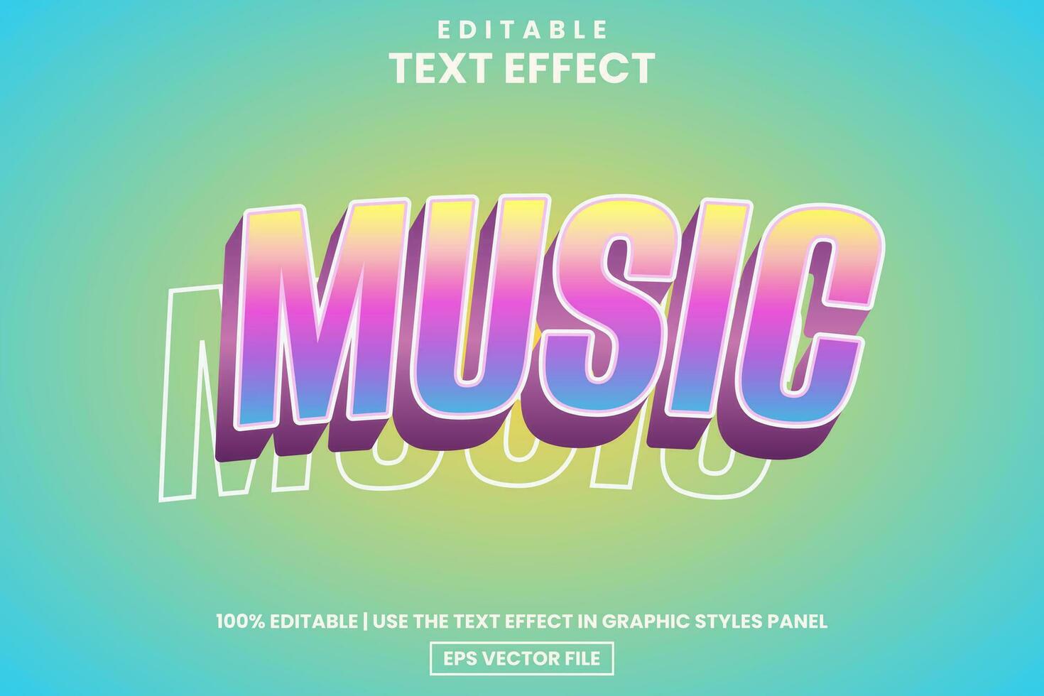 Modern music 3d gradient text style editable text effect template vector