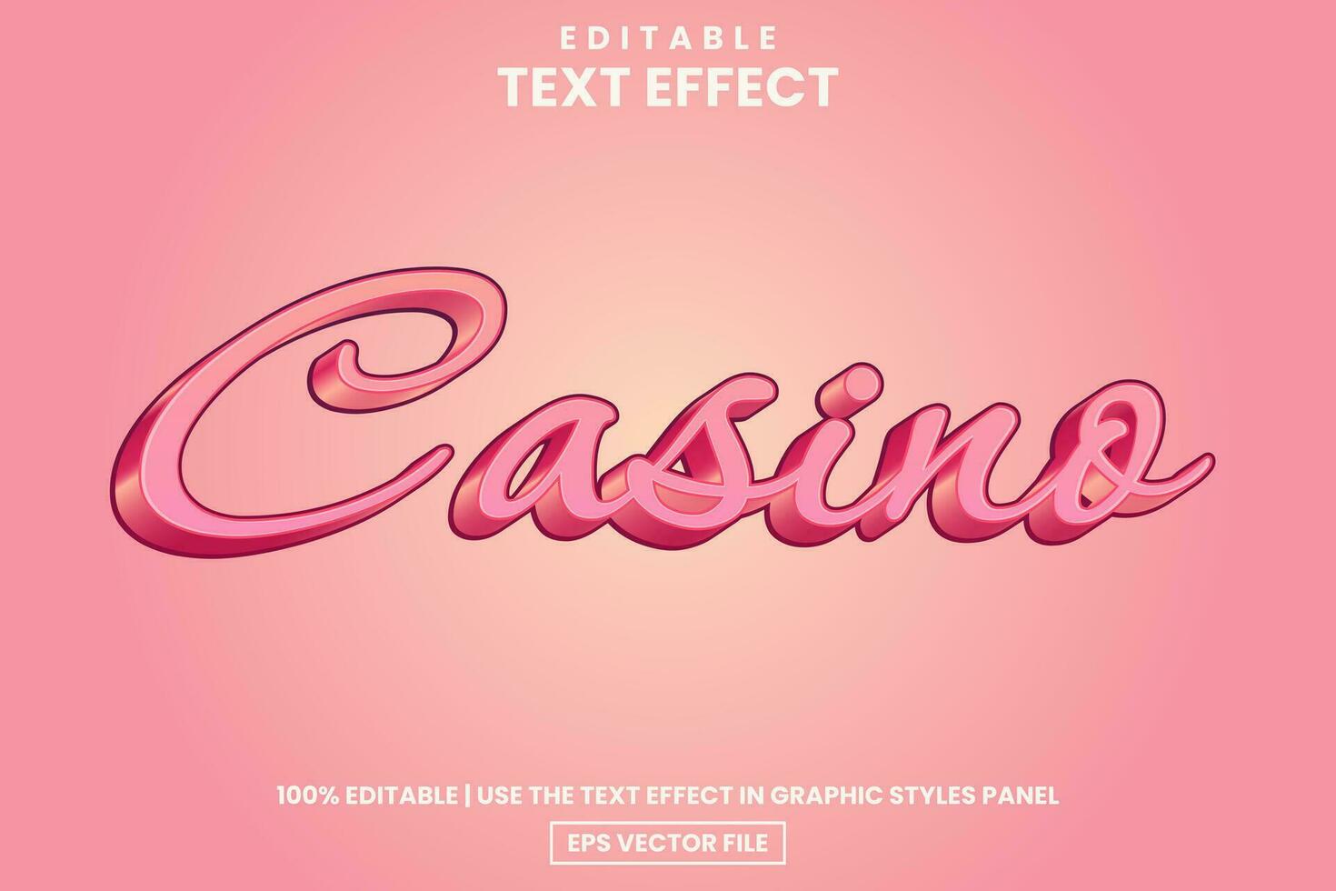 Modern 3D script casino editable text effect template vector