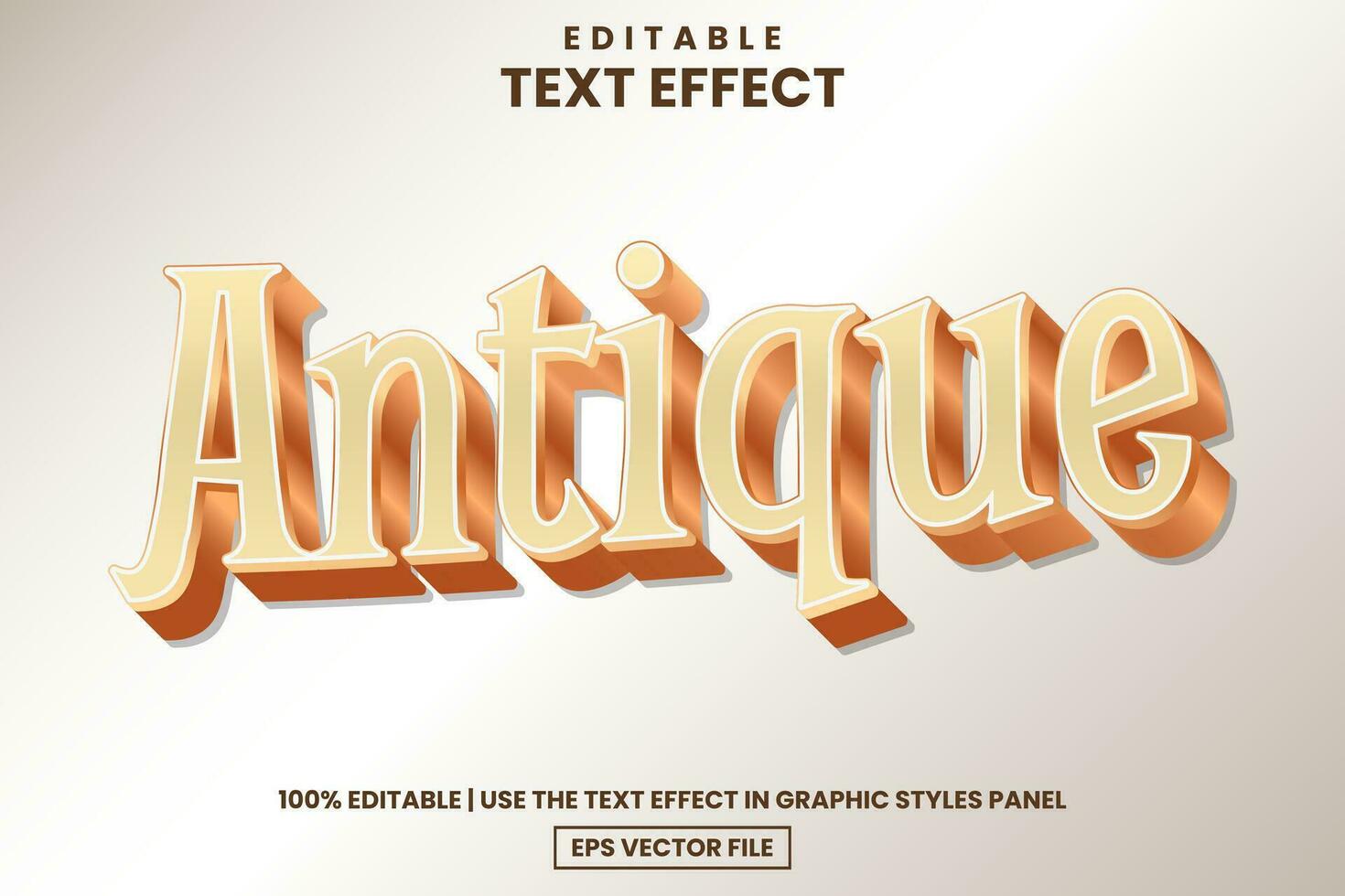 3D antique retro text style editable text effect template vector